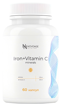 NOVOAGE nutrition, Железо (бисглицинат) + Витамин С, капсулы, 60 шт.