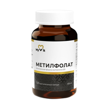 MyVit, Витамин B9 (метилфолат), растительные капсулы, 120 шт.