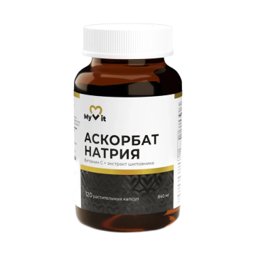 MyVit, Аскорбат натрия + экстракт шиповника, растительные капсулы, 120 шт.