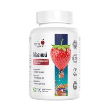 Фруто парк, Магний с сублимированной клубникой, жевательные таблетки, 120 шт.
